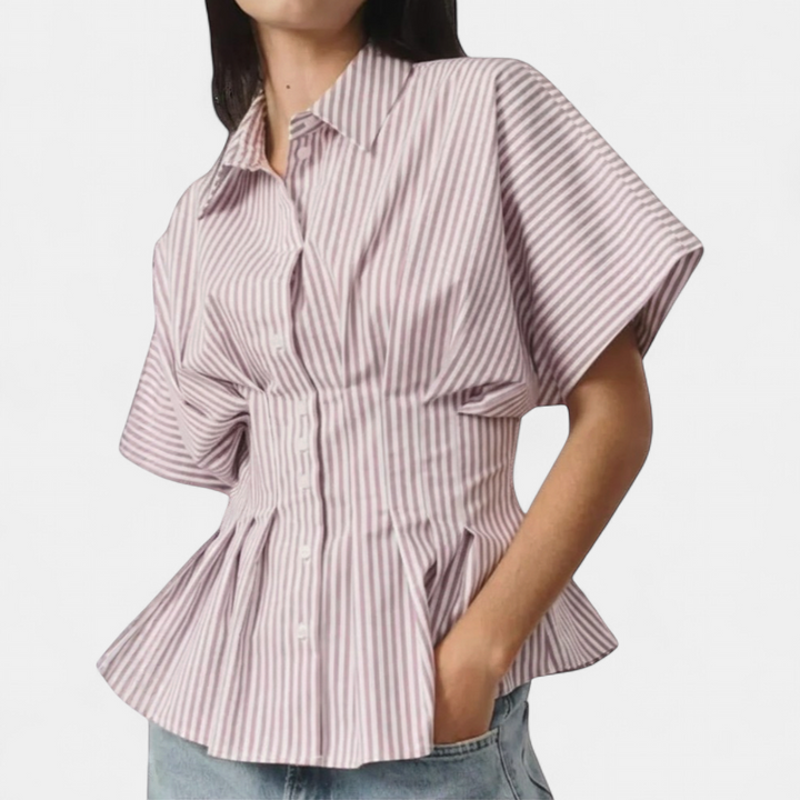 CORMIA | Casual Striped Pleated Blouse