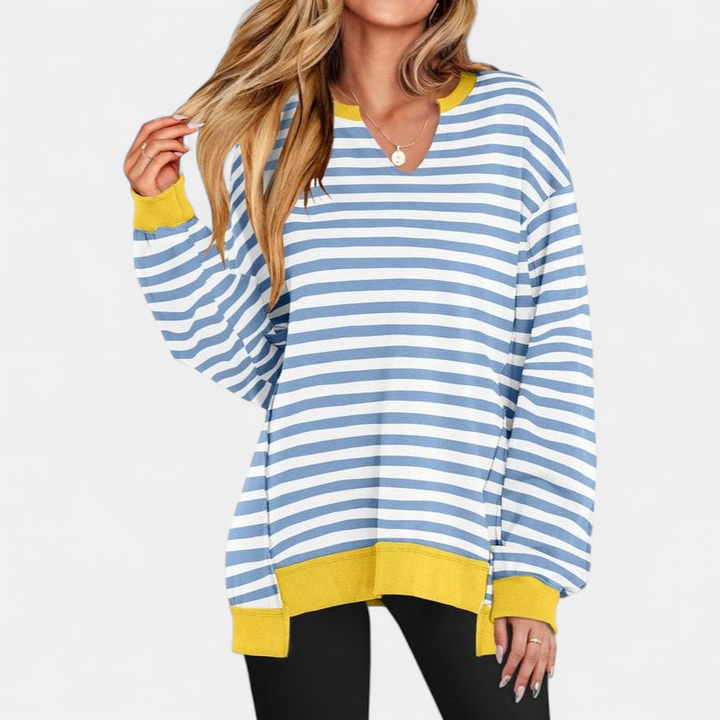 LOREN - Women's Oversized V-Neck Sweatshirt Tunic for Winter