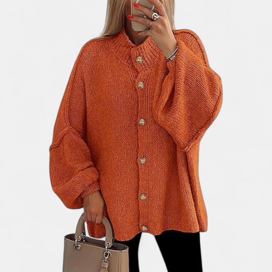 OLIVIA - Women Chunky Knit Button Down Cardigan Jacket