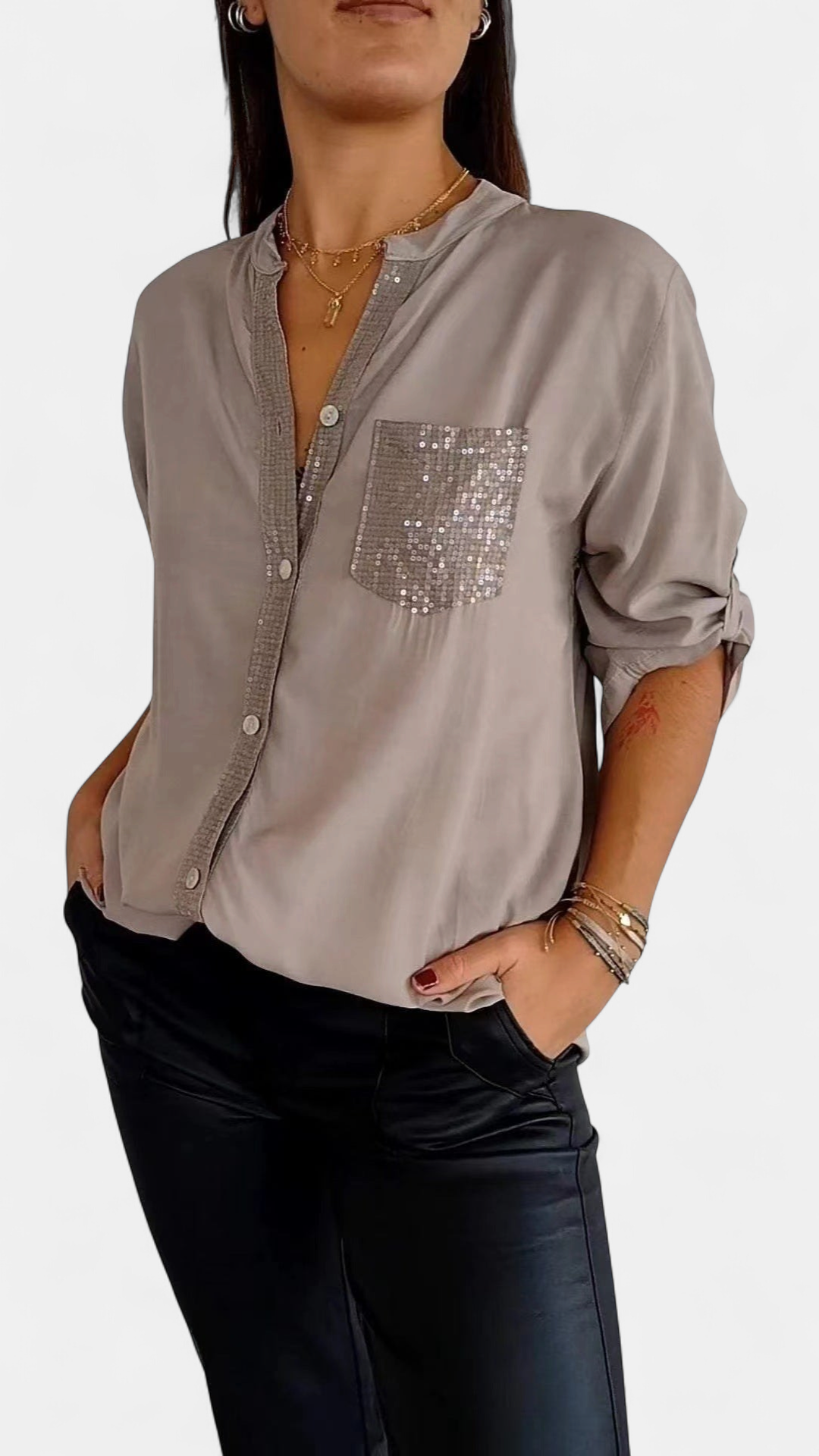 DANICA -  Sequin Detailed Blouse
