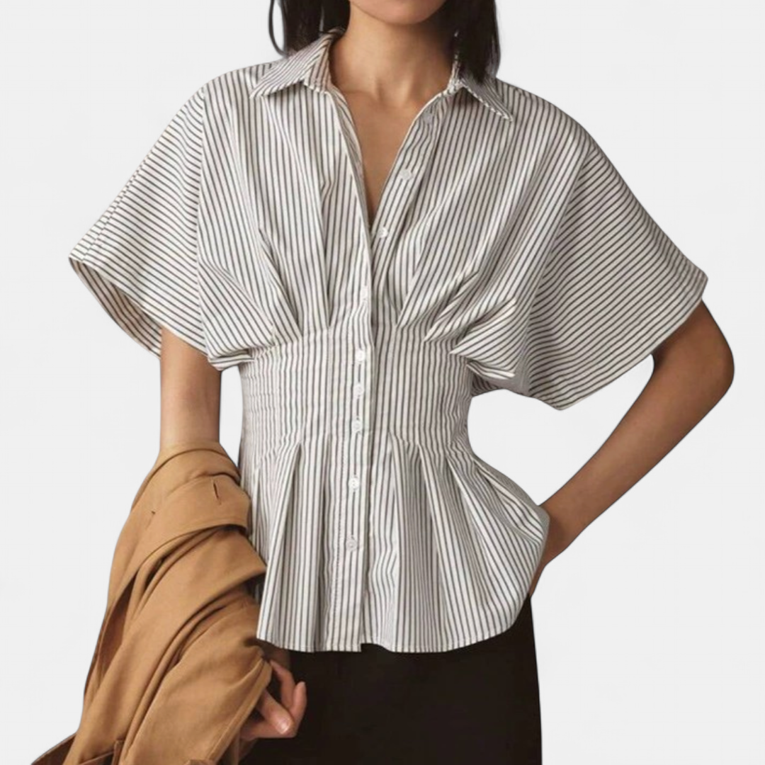 CORMIA | Casual Striped Pleated Blouse