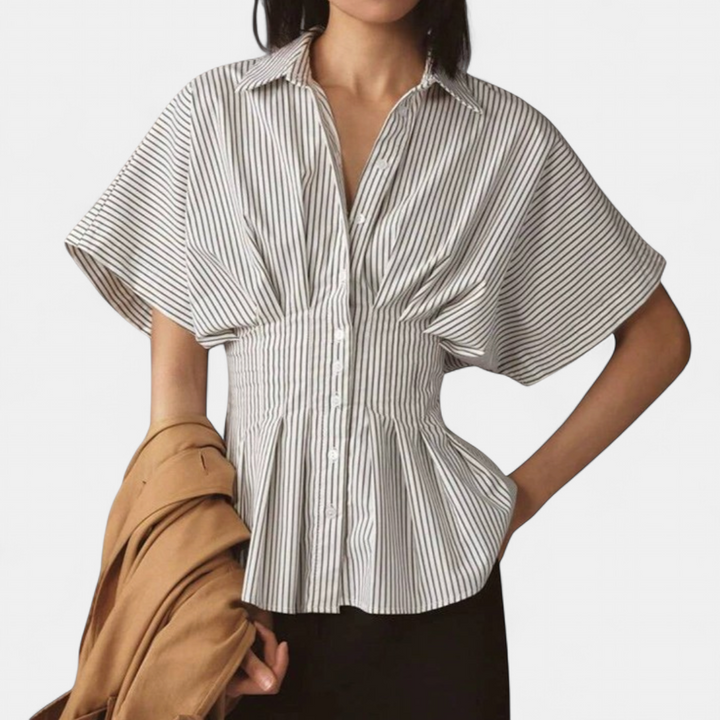CORMIA | Casual Striped Pleated Blouse