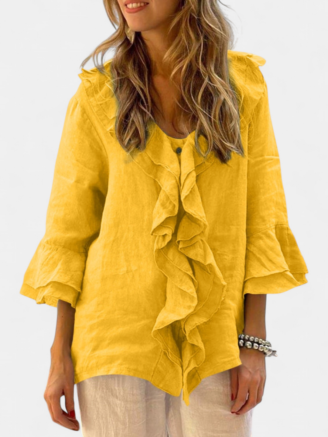 NADINE - Chic Bell Sleeve Ruffle Top