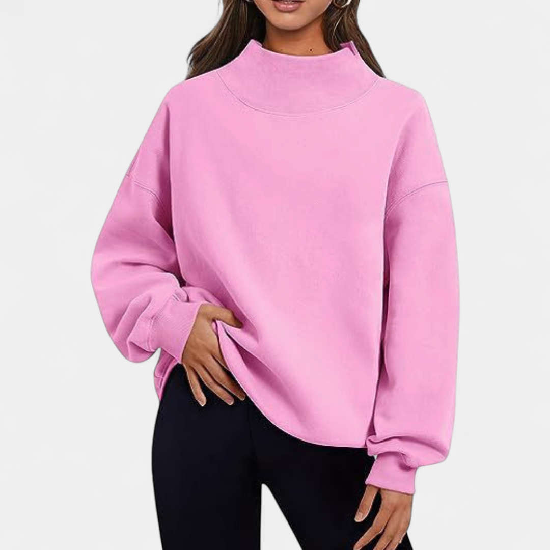 LESLY - Women's Oversized Turtleneck Sweatshirt Long Sleeve Pullover