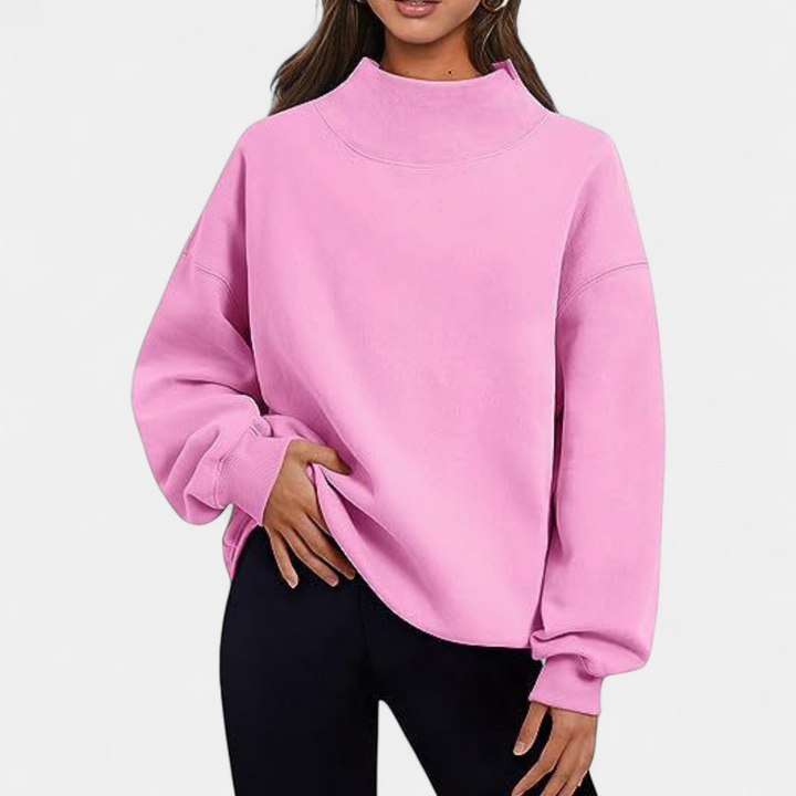 LESLY - Women's Oversized Turtleneck Sweatshirt Long Sleeve Pullover