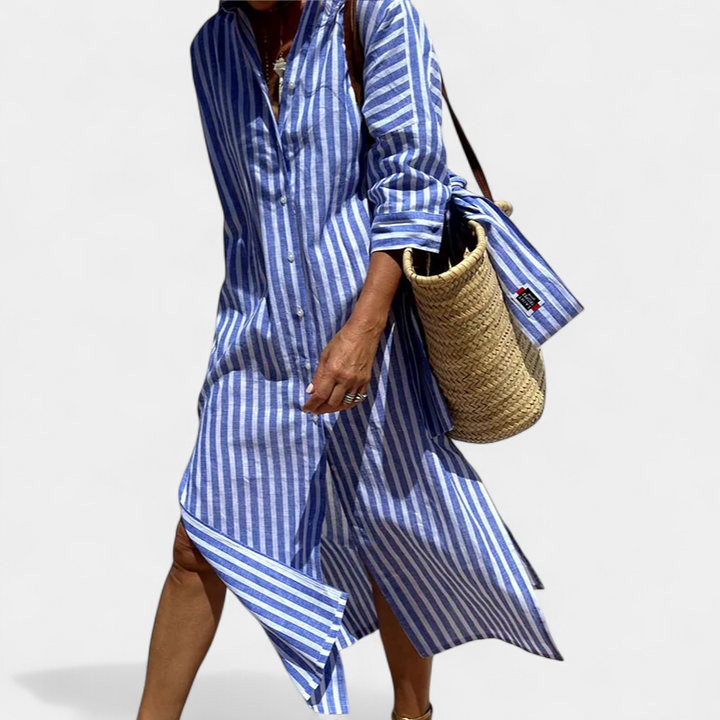 TRIXIE - Elegant Striped Shirt Dress
