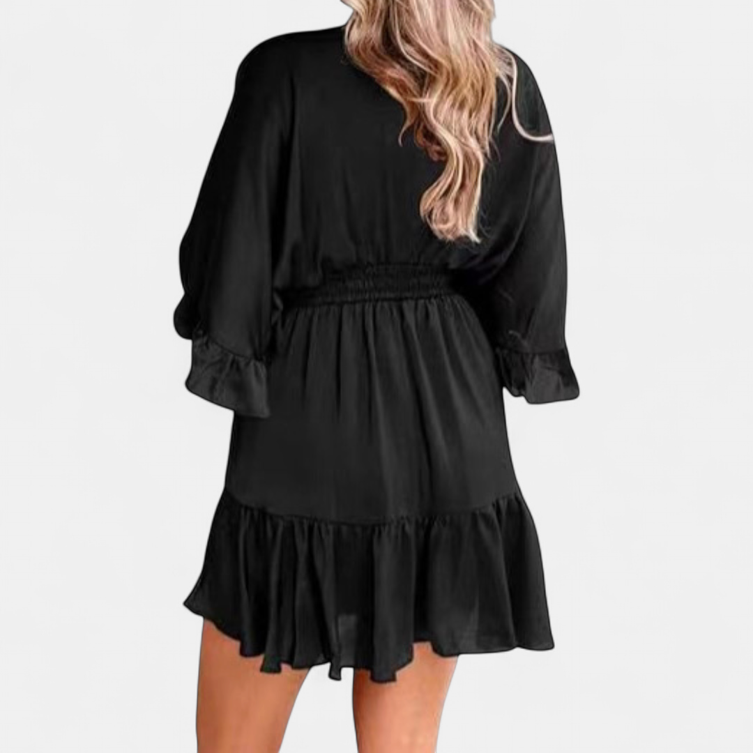 BRECKE | Flirty V-Neck Ruffle Mini Dress