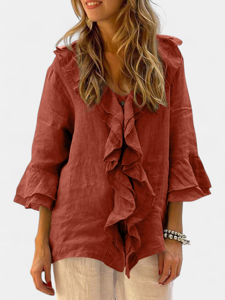 NADINE - Chic Bell Sleeve Ruffle Top
