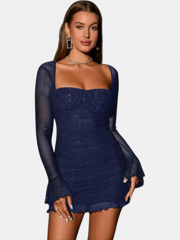 ELLIE - Elegant Glitter Mesh Bodycon Long Sleeve Party Dress