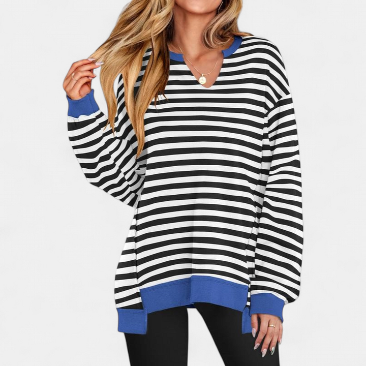 LOREN - Women's Oversized V-Neck Sweatshirt Tunic for Winter