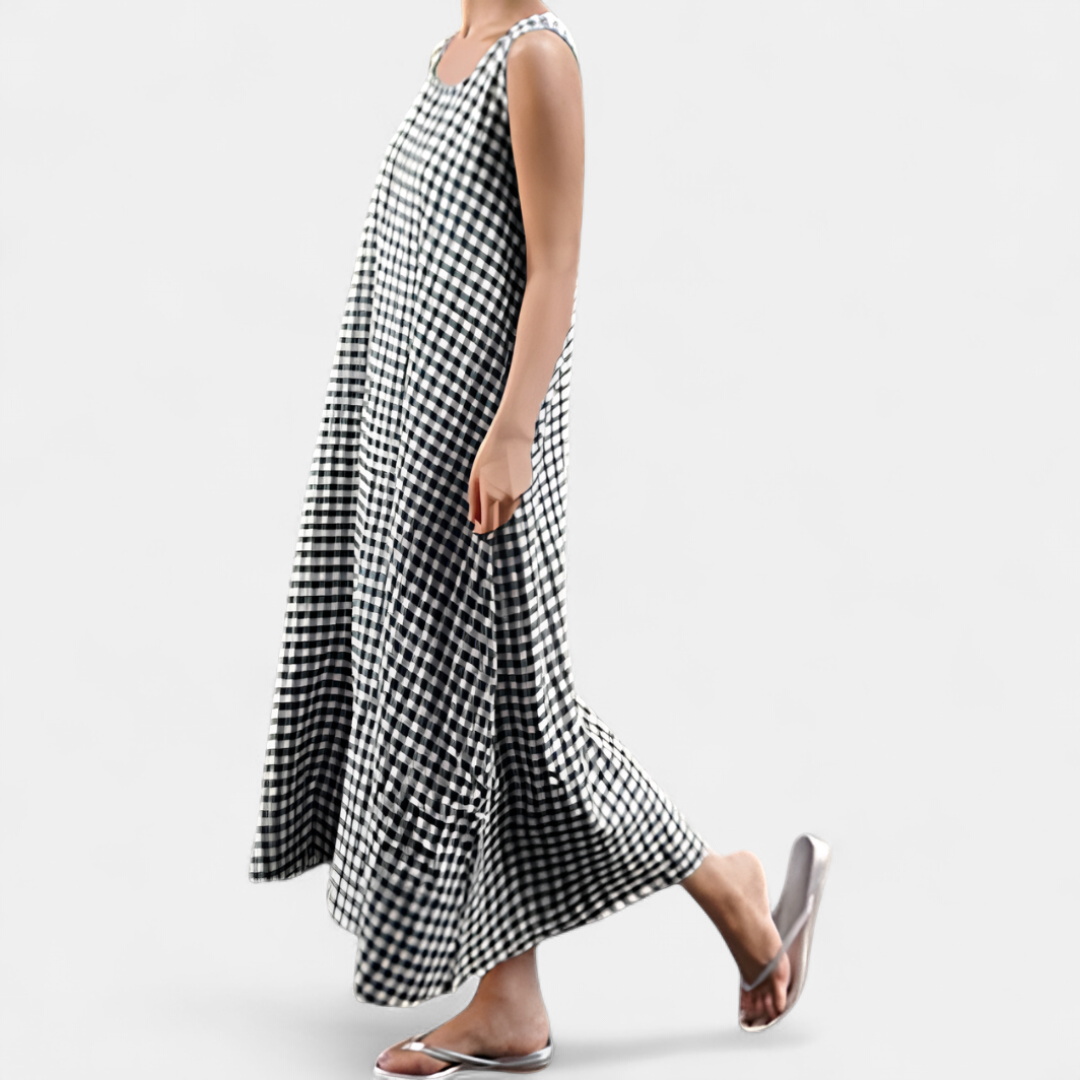 ROMILLY | Breezy Plaid A-Line Midi Dress