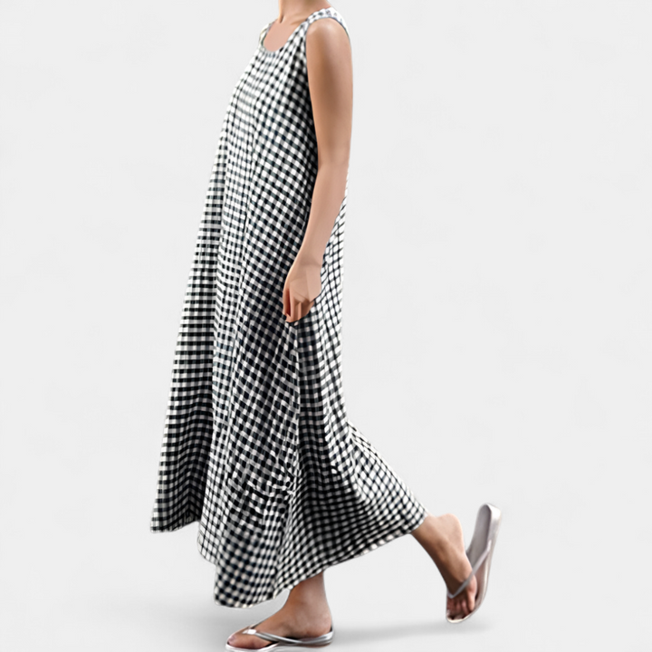 ROMILLY | Breezy Plaid A-Line Midi Dress