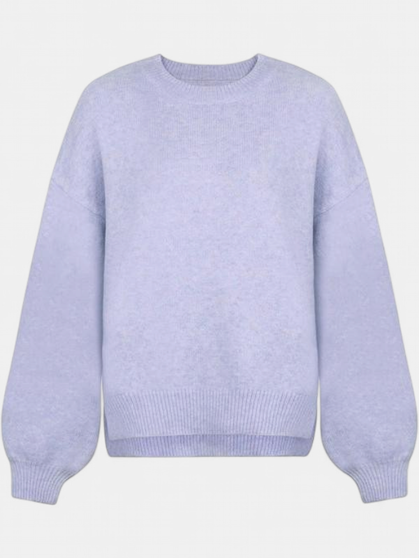 KIARA - Women's Drop Shoulder Split Hem Round Neck Sweater