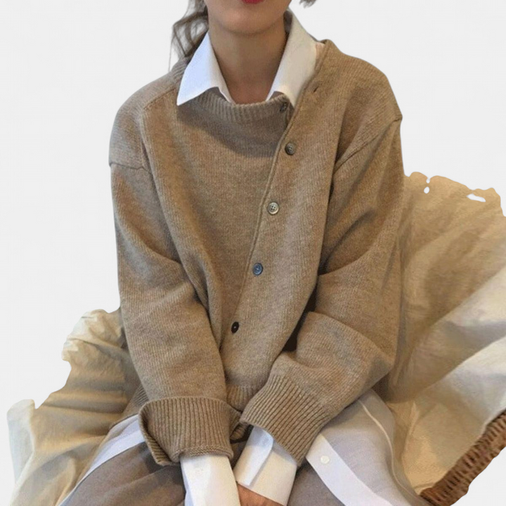 ALYCIA - Asymmetric Button Cardigan