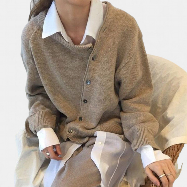 ALYCIA - Asymmetric Button Cardigan