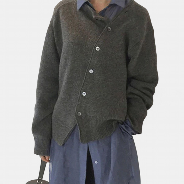 ALYCIA - Asymmetric Button Cardigan