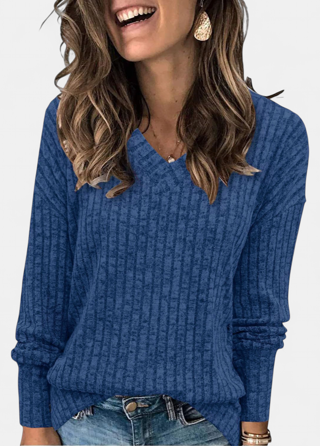 EVELYN - Women V Neck Oversized Lightweight Knit Sweater