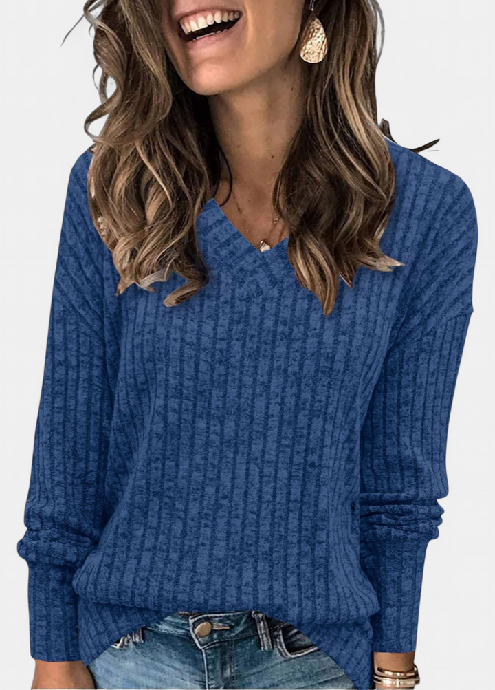 EVELYN - Women V Neck Oversized Lightweight Knit Sweater