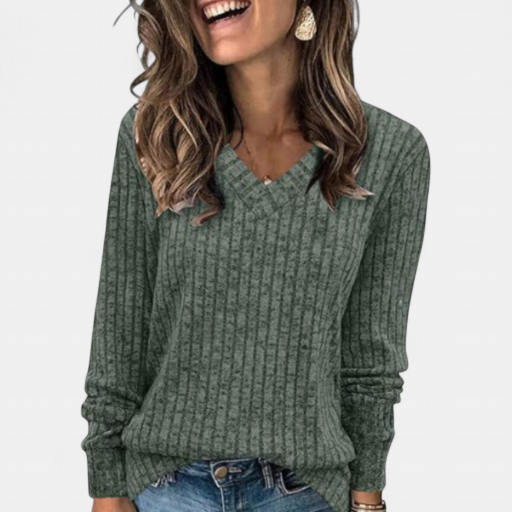 EVELYN - Women V Neck Oversized Lightweight Knit Sweater
