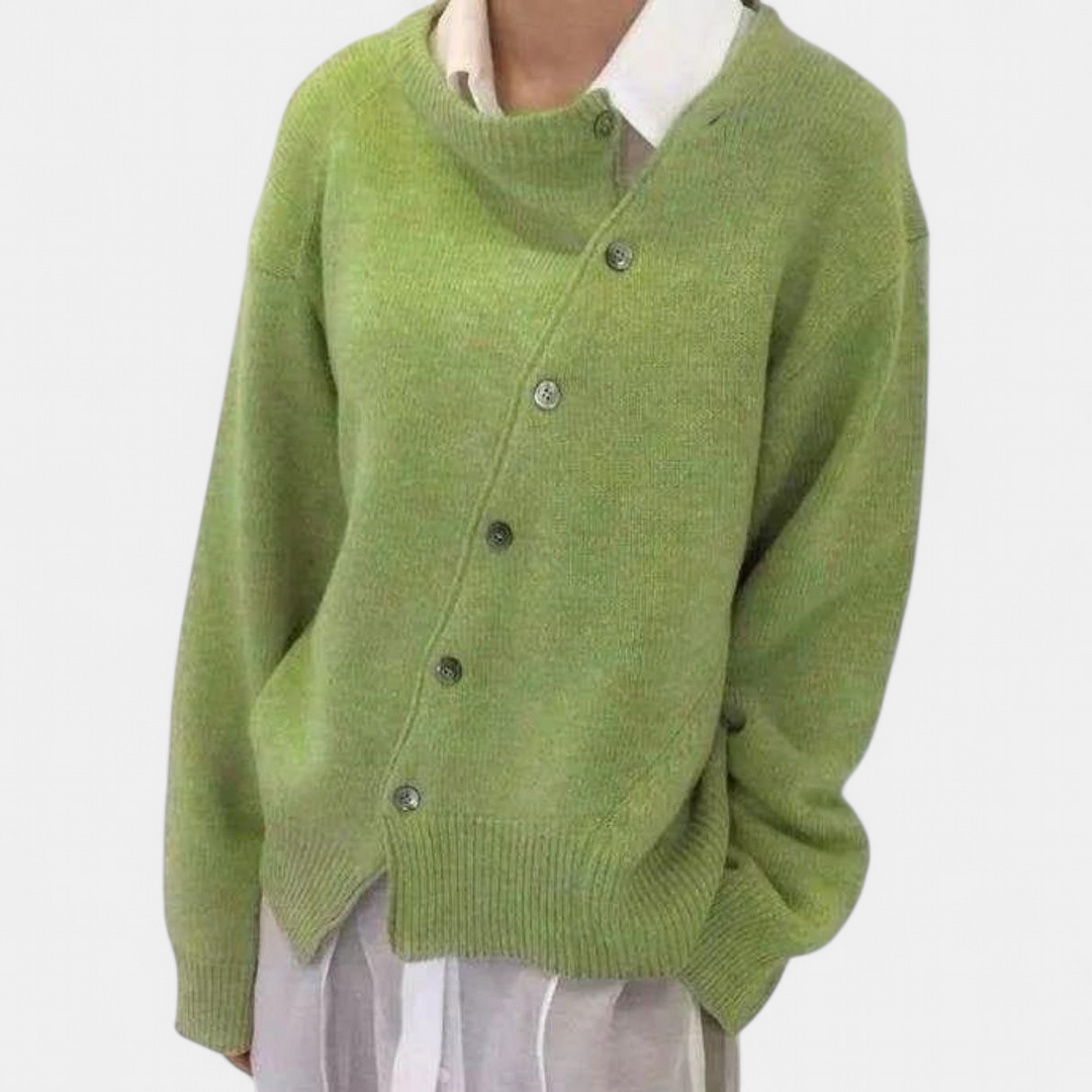 ALYCIA - Asymmetric Button Cardigan