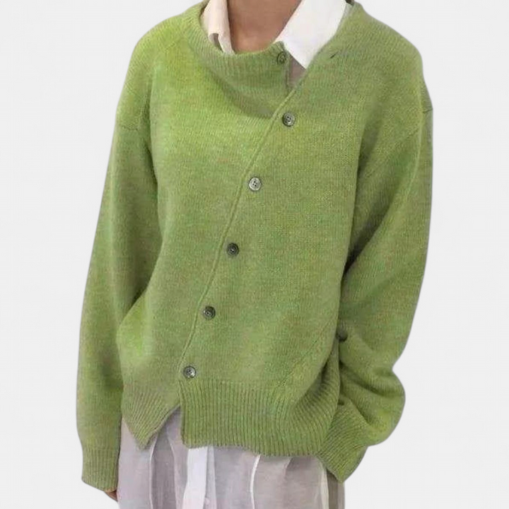 ALYCIA - Asymmetric Button Cardigan