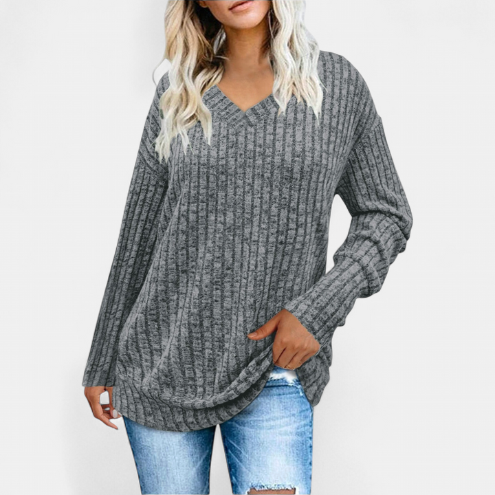 EVELYN - Women V Neck Oversized Lightweight Knit Sweater