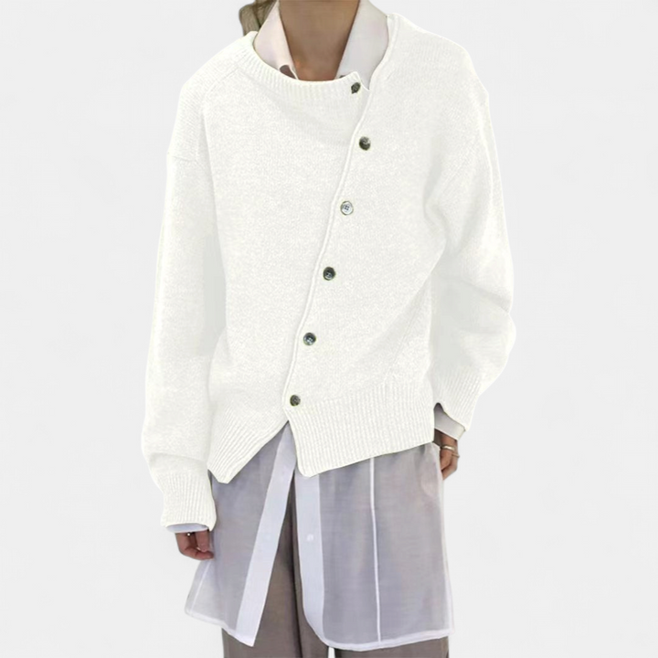 ALYCIA - Asymmetric Button Cardigan