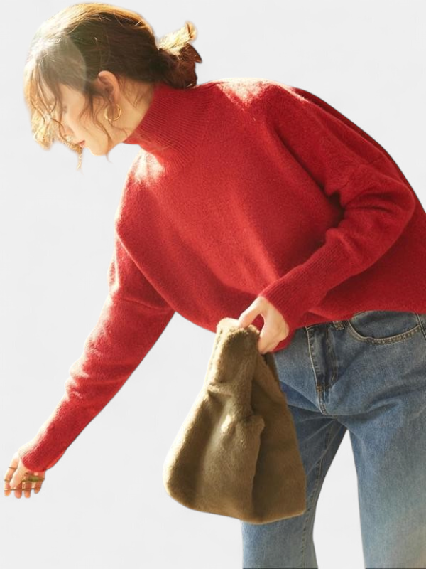 CAMILLE - Women High Neck Loose Knit Pullover Sweater
