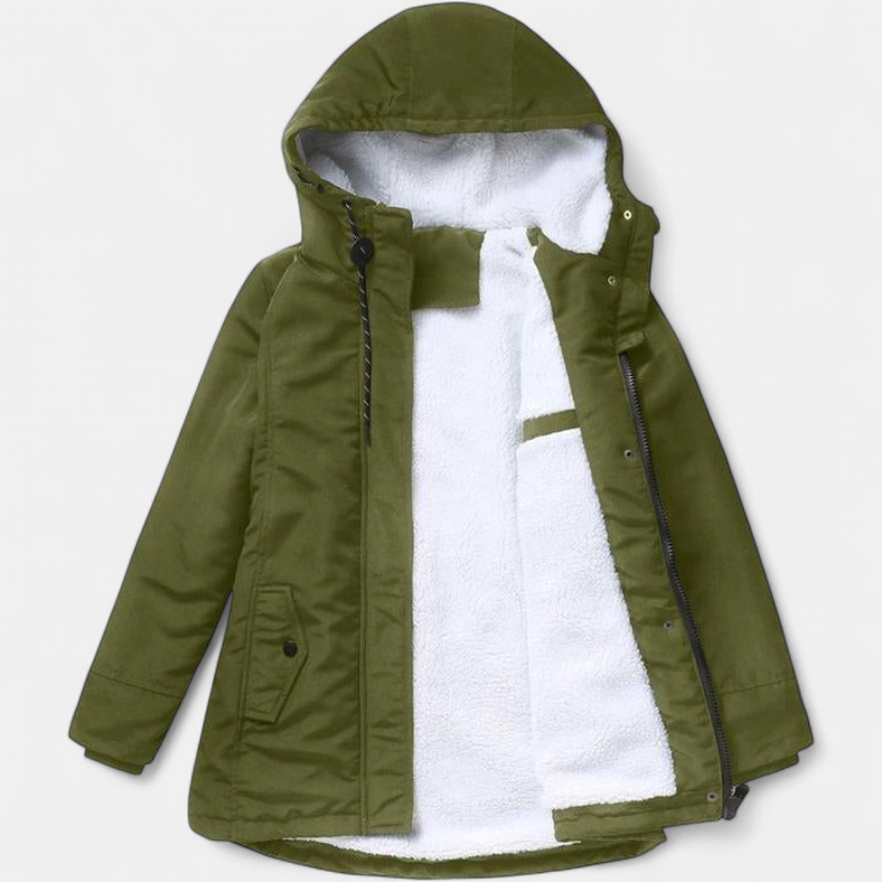 AMINA - Thick Winter Coat with Hood and Quilted Lining for Winter Warmth