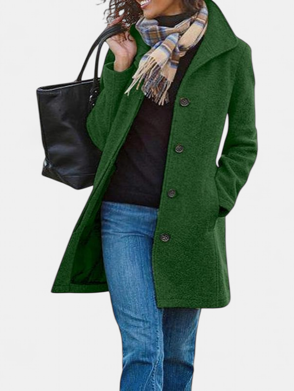 GABRIELA - Casual Wool Blend Pea Coat with Single-Breasted Design