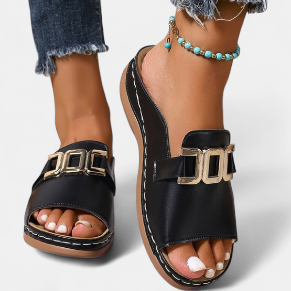 MICHELLE - Block Heel Slip-On Sandals
