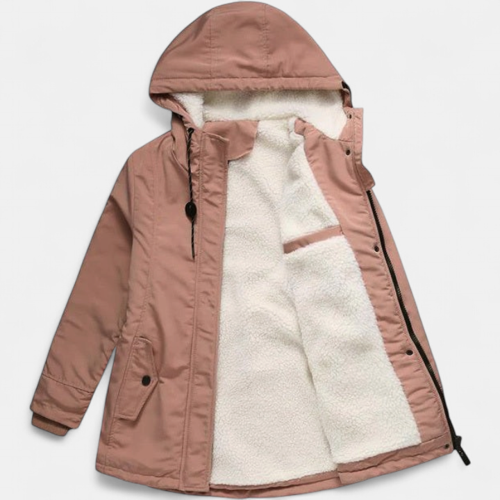 AMINA - Thick Winter Coat with Hood and Quilted Lining for Winter Warmth