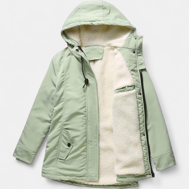 AMINA - Thick Winter Coat with Hood and Quilted Lining for Winter Warmth