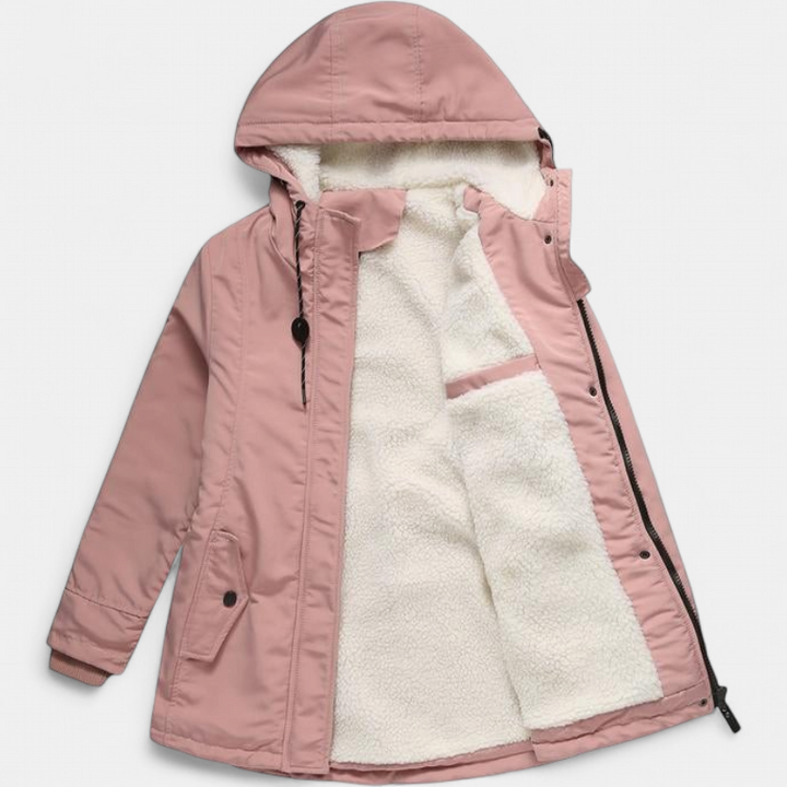 AMINA - Thick Winter Coat with Hood and Quilted Lining for Winter Warmth