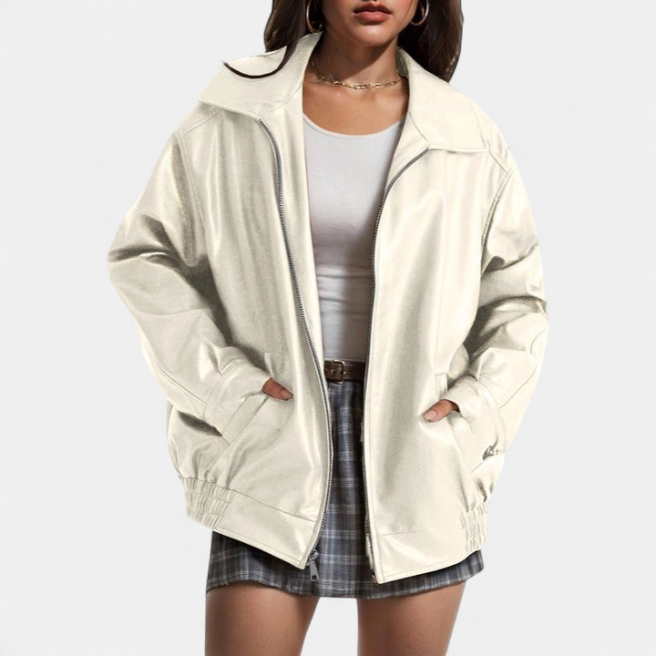 KENDRA - Women's Oversized Faux Suede Leather Motorcycle Jacket