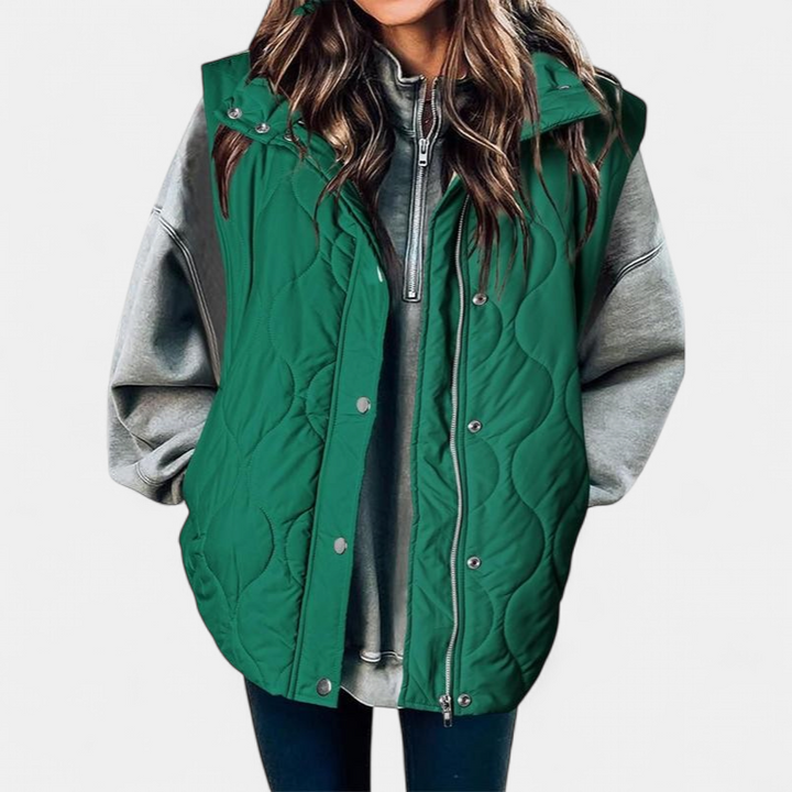 OLIVIA - Women's Casual Oversized Puffer Vest with Stand Collar