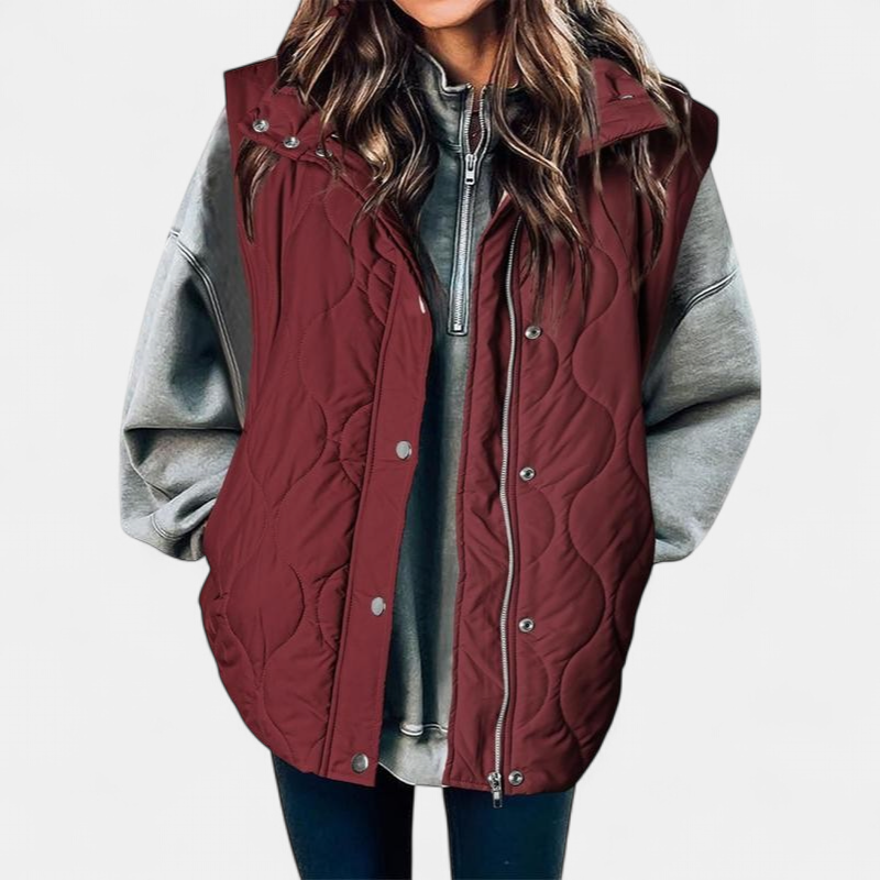 OLIVIA - Women's Casual Oversized Puffer Vest with Stand Collar