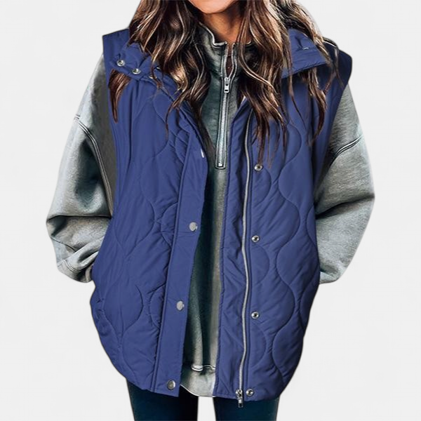 OLIVIA - Women's Casual Oversized Puffer Vest with Stand Collar