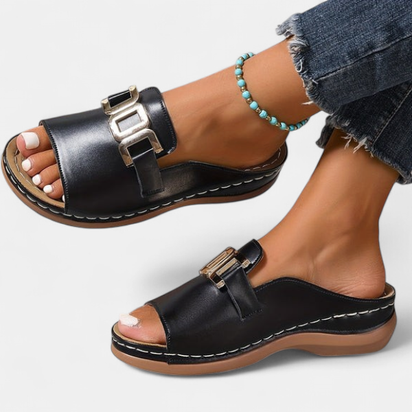 MICHELLE - Block Heel Slip-On Sandals