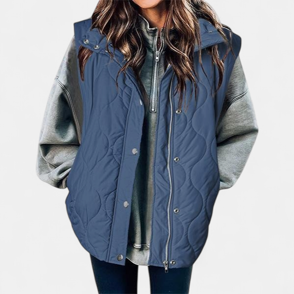 OLIVIA - Women's Casual Oversized Puffer Vest with Stand Collar