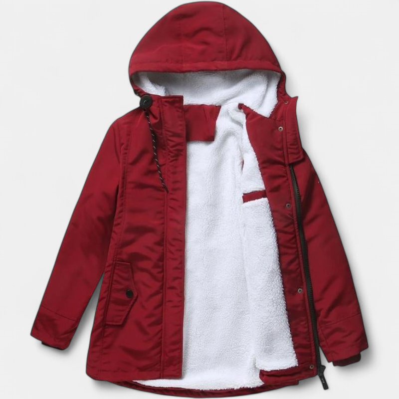 AMINA - Thick Winter Coat with Hood and Quilted Lining for Winter Warmth
