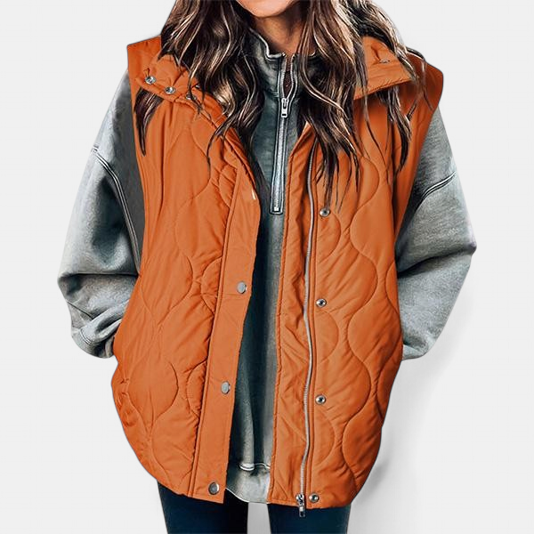 OLIVIA - Women's Casual Oversized Puffer Vest with Stand Collar