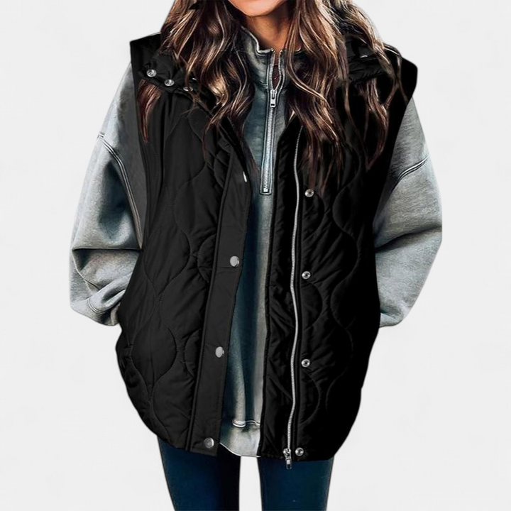 OLIVIA - Women's Casual Oversized Puffer Vest with Stand Collar