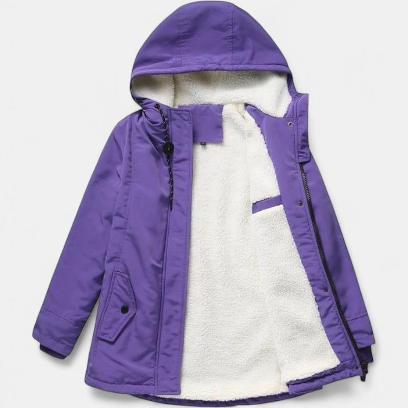 AMINA - Thick Winter Coat with Hood and Quilted Lining for Winter Warmth