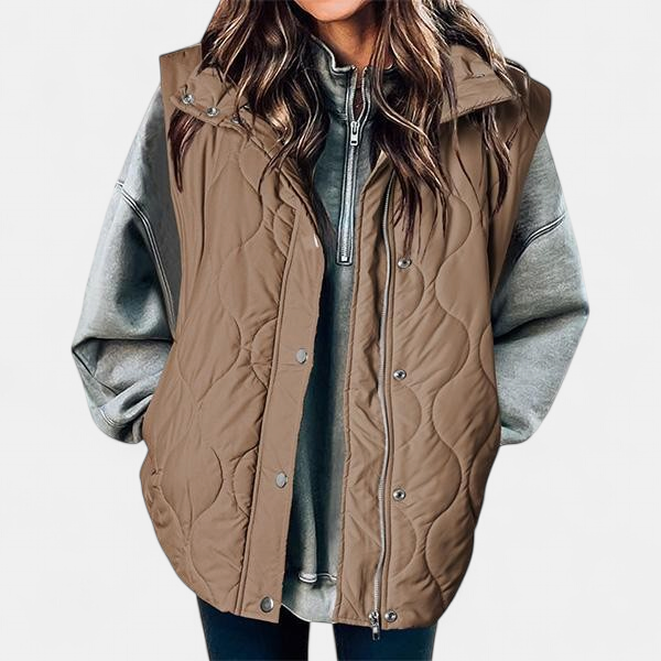 OLIVIA - Women's Casual Oversized Puffer Vest with Stand Collar