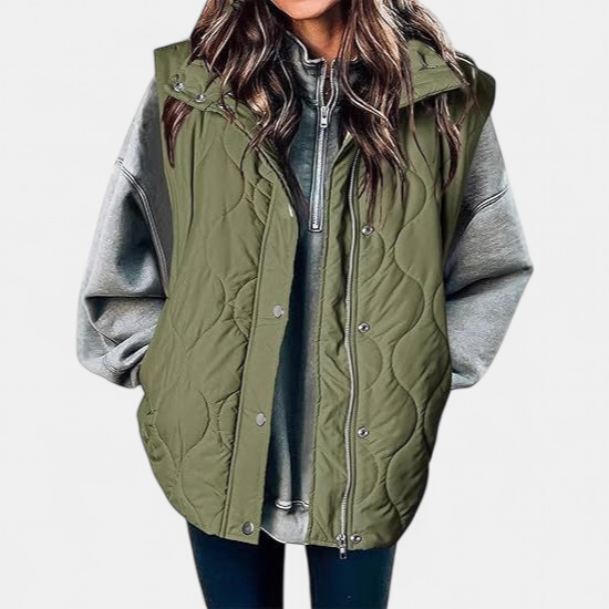 OLIVIA - Women's Casual Oversized Puffer Vest with Stand Collar