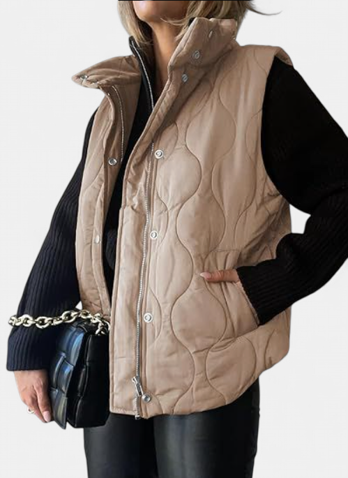 OLIVIA - Women's Casual Oversized Puffer Vest with Stand Collar