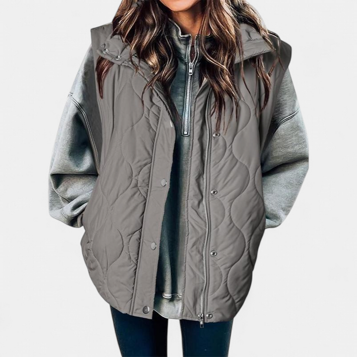 OLIVIA - Women's Casual Oversized Puffer Vest with Stand Collar
