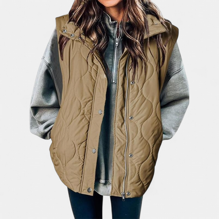 OLIVIA - Women's Casual Oversized Puffer Vest with Stand Collar