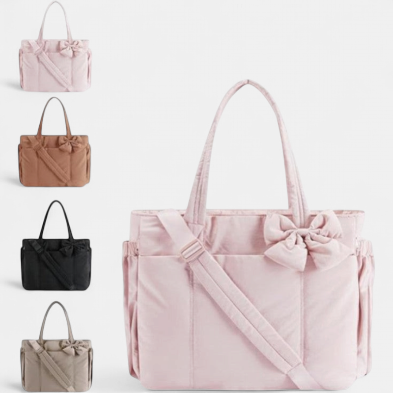 EMMA - Crush Bow Compact Tote Bag with Multiple Compartments